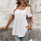 👕 PROMOTION LIMITÉE À -50 % ! ✨ Haut babydoll col carré – Broderie œillet, longueur tunique 🍀
