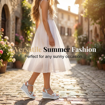 👡🌬️ Sandales compensées à bride cheville et bout ouvert pour femme – Allongent la silhouette et sont confortables – Paiement à la livraison ✨✅