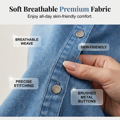 👗Robe chemise en jean ample à volants【Une robe qui vaut vraiment la peine d'être commandée】