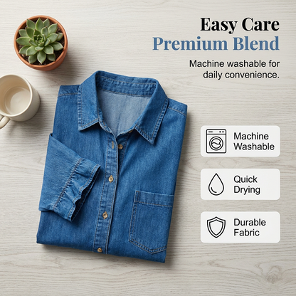 👗Robe chemise en jean ample à volants【Une robe qui vaut vraiment la peine d'être commandée】