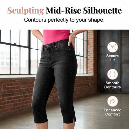 Jean capri en denim extensible pour femme
