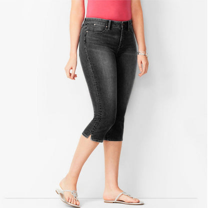 Jean capri en denim extensible pour femme