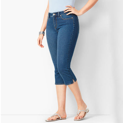 Jean capri en denim extensible pour femme