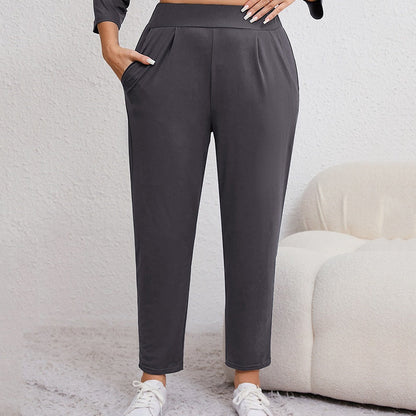 Pantalon fuselé à poches pour femmes, grandes tailles