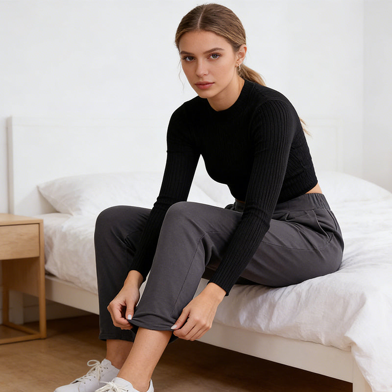Pantalon fuselé à poches pour femmes, grandes tailles