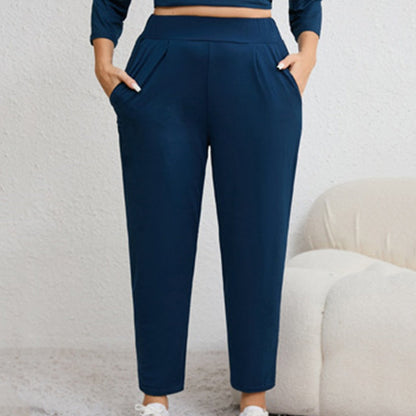 Pantalon fuselé à poches pour femmes, grandes tailles