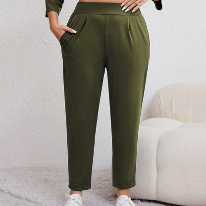 Pantalon fuselé à poches pour femmes, grandes tailles