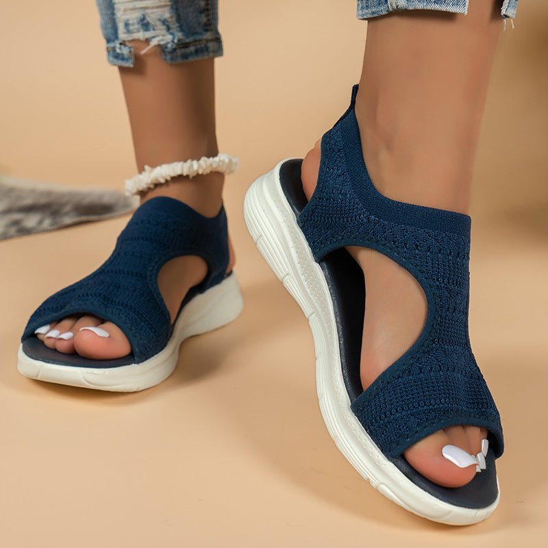 Sandales d'été confortables, respirantes, plates et à bout ouvert pour femmes