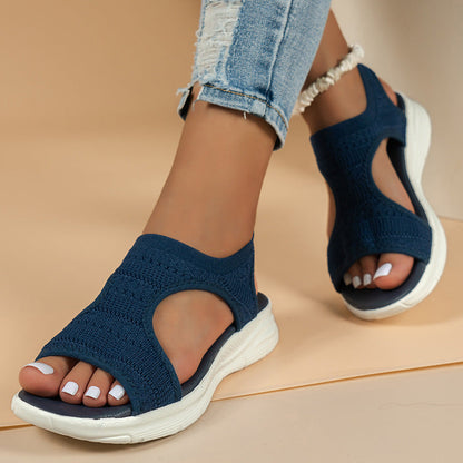 Sandales d'été confortables, respirantes, plates et à bout ouvert pour femmes