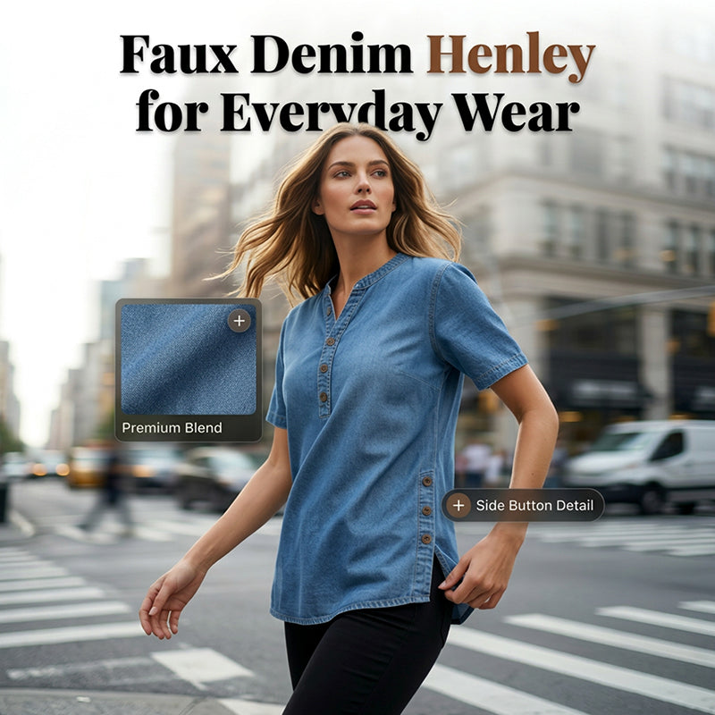 Haut décontracté effet denim respirant pour femme