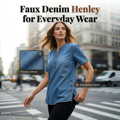 Haut décontracté effet denim respirant pour femme