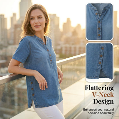 Haut décontracté effet denim respirant pour femme