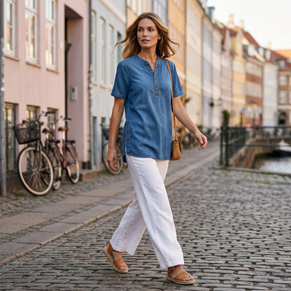 Haut décontracté effet denim respirant pour femme