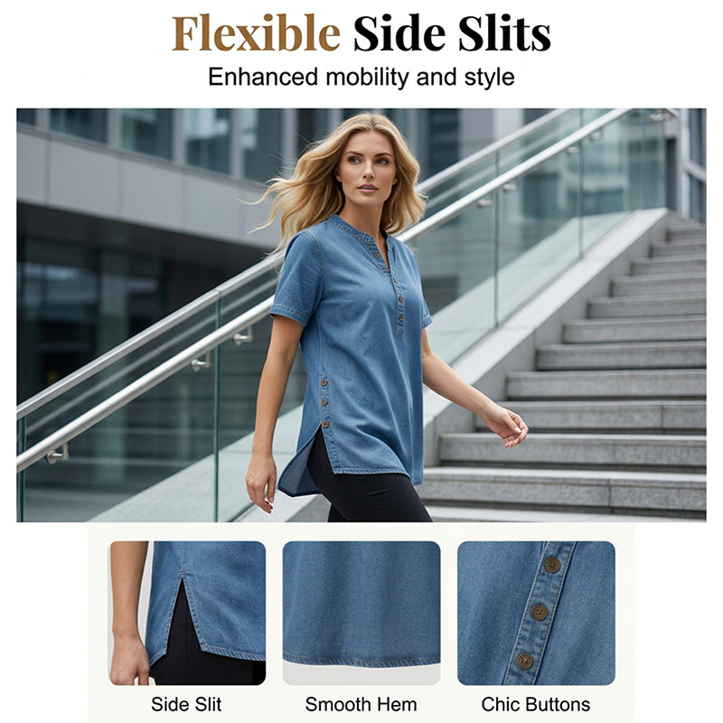 Haut décontracté effet denim respirant pour femme
