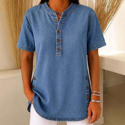 Haut décontracté effet denim respirant pour femme