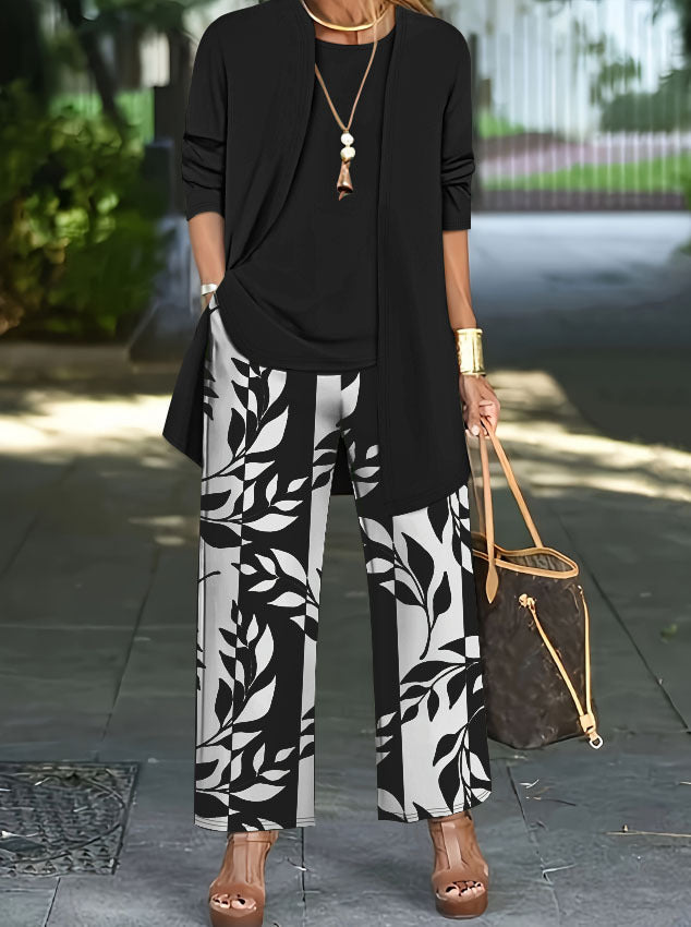 Ensemble Femme Imprimé Fleuri - Haut Manches Longues et Pantalon