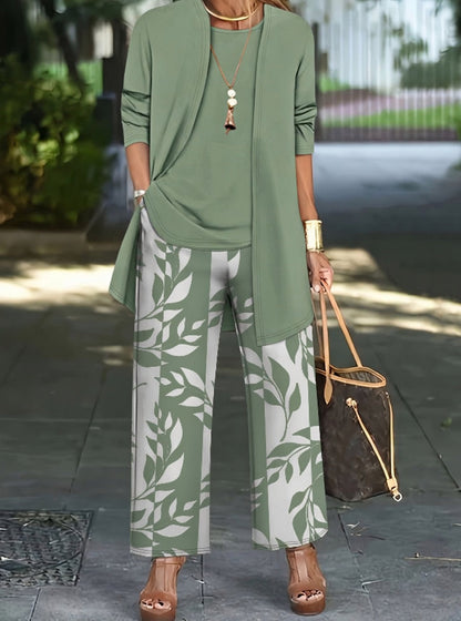 Ensemble Femme Imprimé Fleuri - Haut Manches Longues et Pantalon