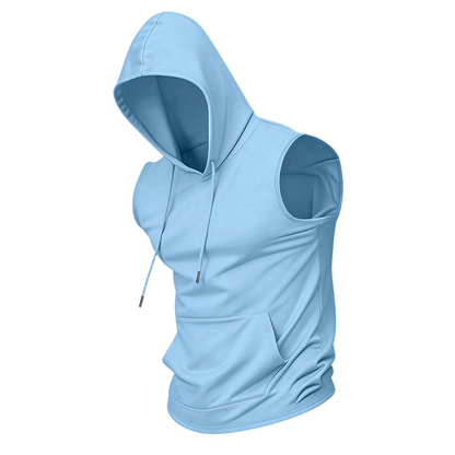 🔥 Sweat à capuche sans manches 💧 Absorbe l'humidité et évacue la transpiration · Séchage rapide et résistant aux frottements 🧢 Capuche anti-UV et coupe-vent · 🏋️ Idéal pour la musculation, la course à pied ou les loisirs