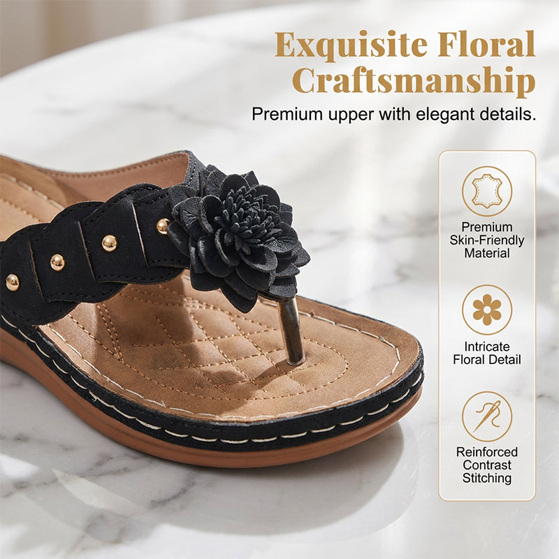 Sandales pour femmes à motif floral et soutien de la voûte plantaire