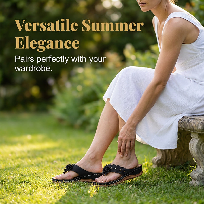 Sandales pour femmes à motif floral et soutien de la voûte plantaire