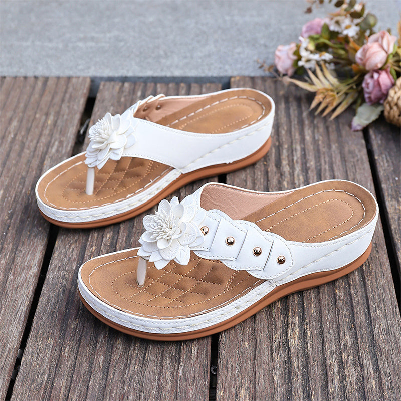 Sandales pour femmes à motif floral et soutien de la voûte plantaire