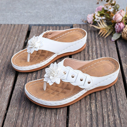 Sandales pour femmes à motif floral et soutien de la voûte plantaire
