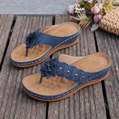 Sandales pour femmes à motif floral et soutien de la voûte plantaire