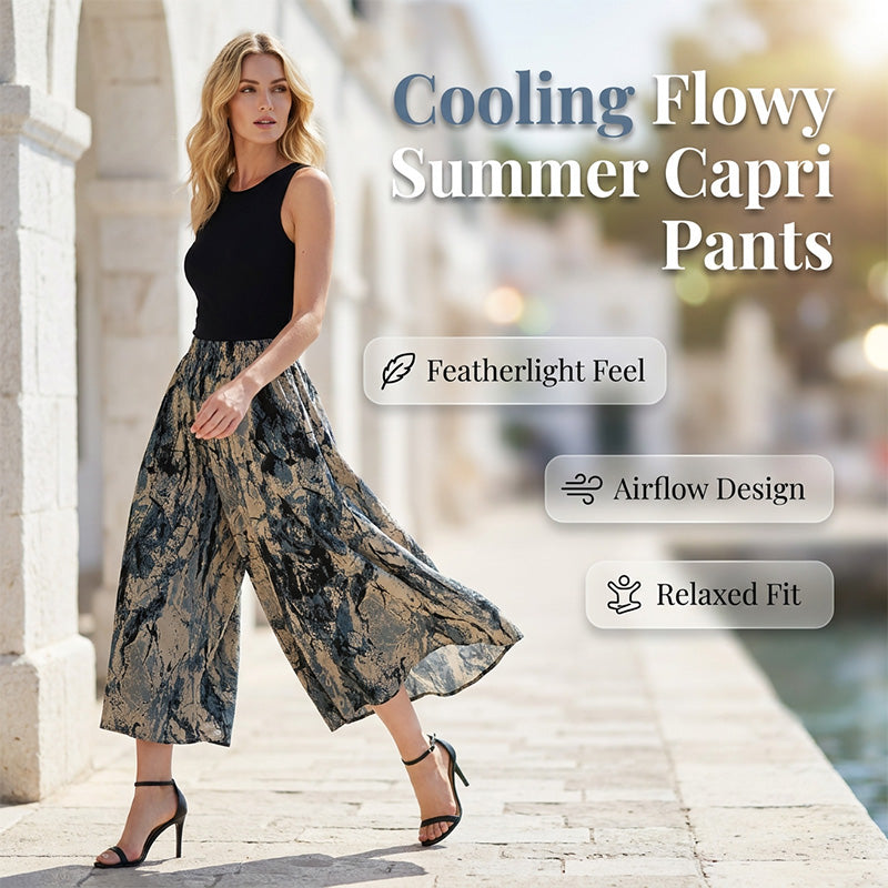 Pantalon capri d'été à jambes larges pour femme