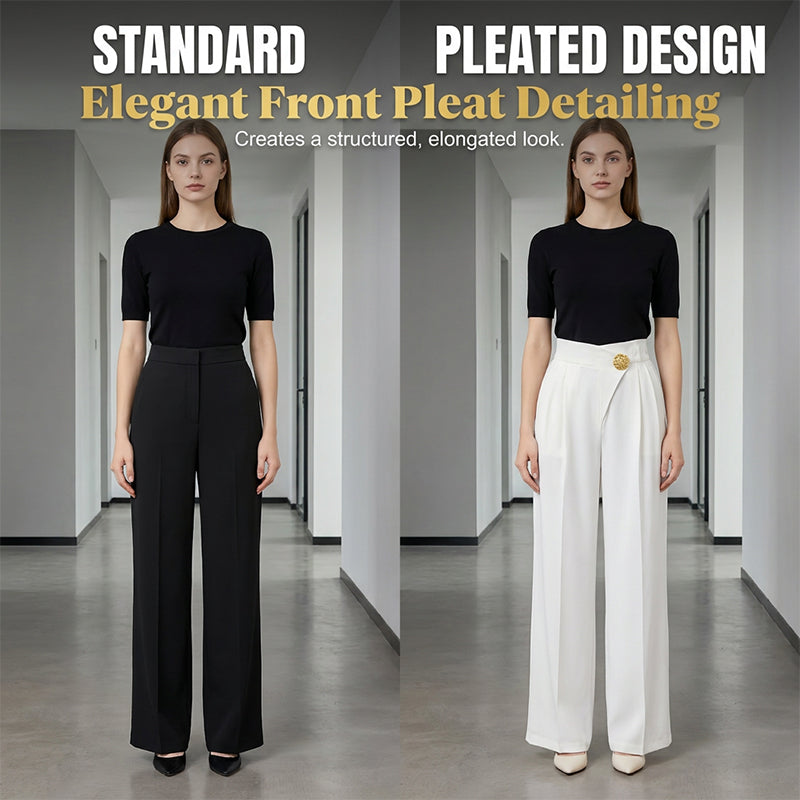👖 Pantalon décontracté ample taille haute à poches - Effet fluide - Confort & Style 🤍✨