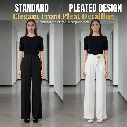 👖 Pantalon décontracté ample taille haute à poches - Effet fluide - Confort & Style 🤍✨