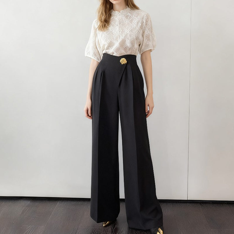 👖 Pantalon décontracté ample taille haute à poches - Effet fluide - Confort & Style 🤍✨