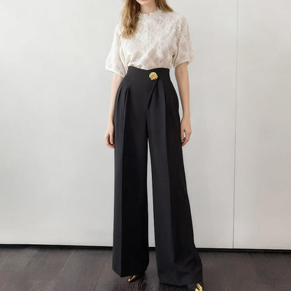 👖 Pantalon décontracté ample taille haute à poches - Effet fluide - Confort & Style 🤍✨