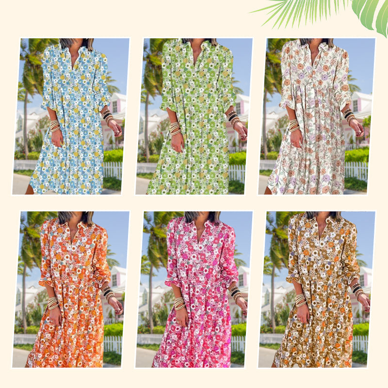 ⏳50 % de réduction pour une durée limitée⏰Robes décontractées amples à imprimé floral pour femme💐👗