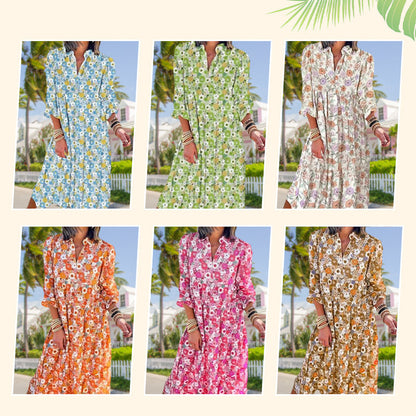 ⏳50 % de réduction pour une durée limitée⏰Robes décontractées amples à imprimé floral pour femme💐👗