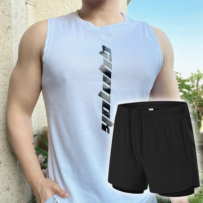 📢📢40 % DE RÉDUCTION !! ⏰Ensemble deux pièces pour homme : débardeur fin et sportif à séchage rapide et short ample