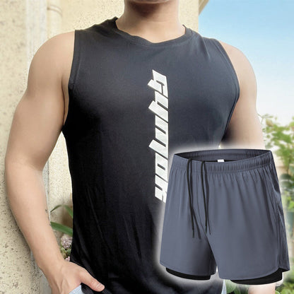 📢📢40 % DE RÉDUCTION !! ⏰Ensemble deux pièces pour homme : débardeur fin et sportif à séchage rapide et short ample