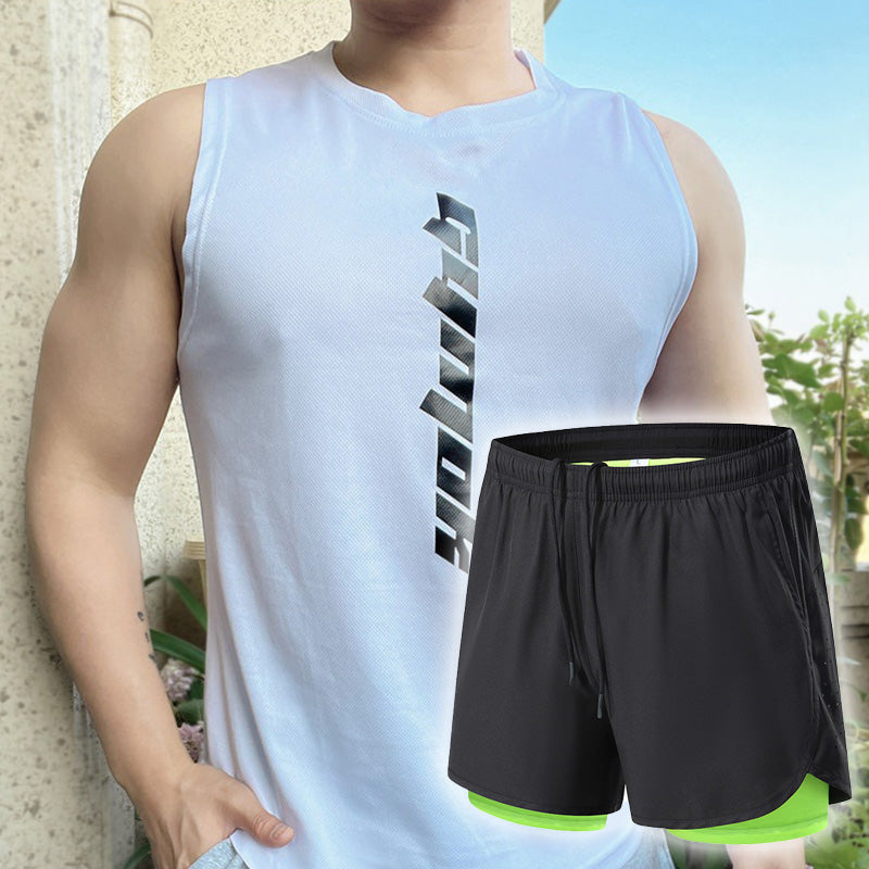 📢📢40 % DE RÉDUCTION !! ⏰Ensemble deux pièces pour homme : débardeur fin et sportif à séchage rapide et short ample