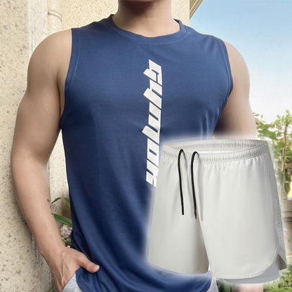 📢📢40 % DE RÉDUCTION !! ⏰Ensemble deux pièces pour homme : débardeur fin et sportif à séchage rapide et short ample