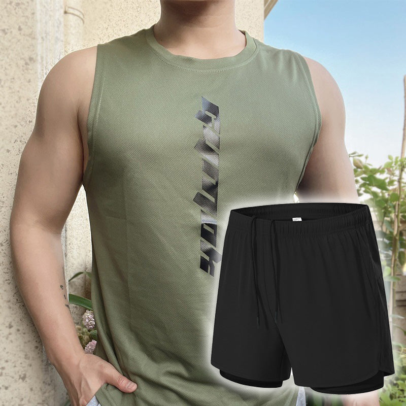 📢📢40 % DE RÉDUCTION !! ⏰Ensemble deux pièces pour homme : débardeur fin et sportif à séchage rapide et short ample