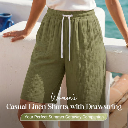 🔥Best-seller de l'été🔥 Short décontracté en lin pour femme avec cordon de serrage & ☁️ Ultra-doux