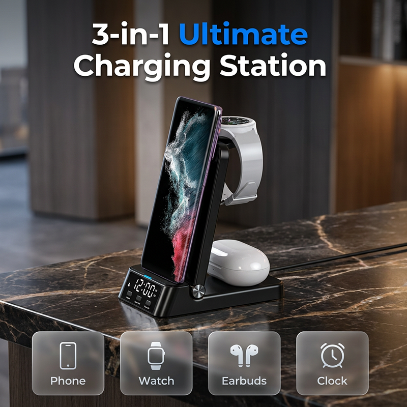 Support de chargeur sans fil rapide 4‑en‑1