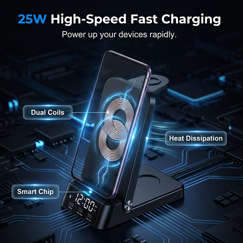 Support de chargeur sans fil rapide 4‑en‑1