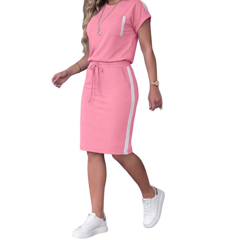 Ensemble 2 Pièces Femme : T-shirt et Jupe à Cordon