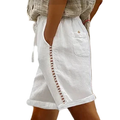 Short Femme Décontracté à Cordon de Serrage et Dentelle