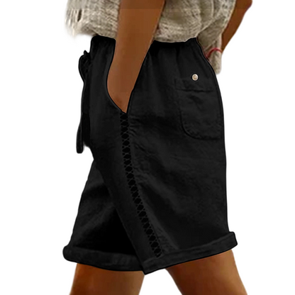 Short Femme Décontracté à Cordon de Serrage et Dentelle
