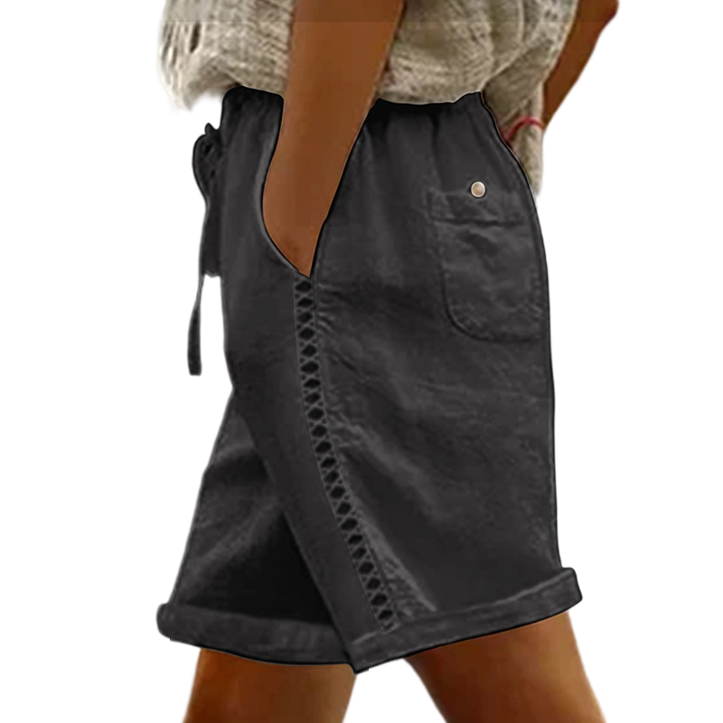 Short Femme Décontracté à Cordon de Serrage et Dentelle