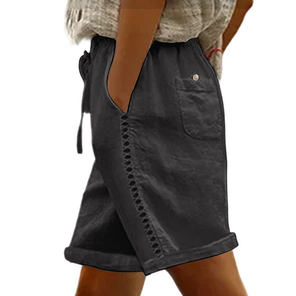 Short Femme Décontracté à Cordon de Serrage et Dentelle