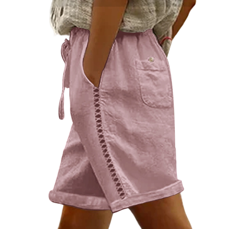 Short Femme Décontracté à Cordon de Serrage et Dentelle