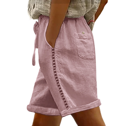 Short Femme Décontracté à Cordon de Serrage et Dentelle