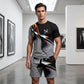 👕 50% DE RÉDUCTION 🩳 Ensemble T-shirt et short à imprimé abstrait pour homme – Léger, respirant & coupe décontractée – parfait pour l’été, le sport ou les journées décontractées – look moderne et unique 🎨